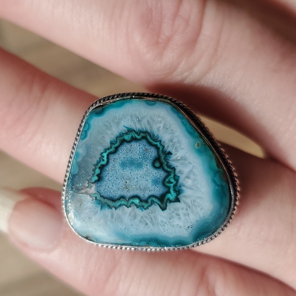 New Solar Quartz Agate 925 Silver Ring. - Picture 10 of 11